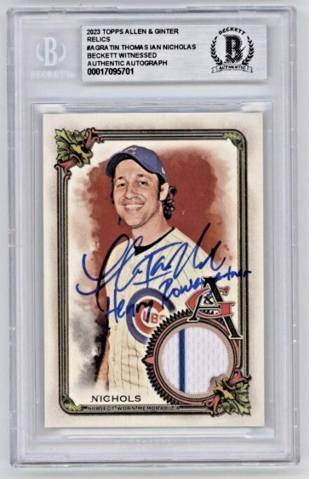 Thomas Ian Nicholas 2023 Allen &amp; Ginter Pinstripe Relic w HR Signed BAS BGS Auto