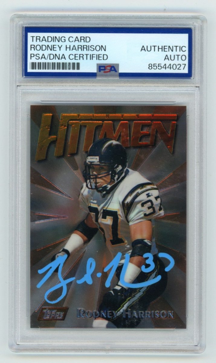 Rodney Harrison 1997 Topps Finest 46 Hitmen Signed Rookie RC PSA Authentic Auto