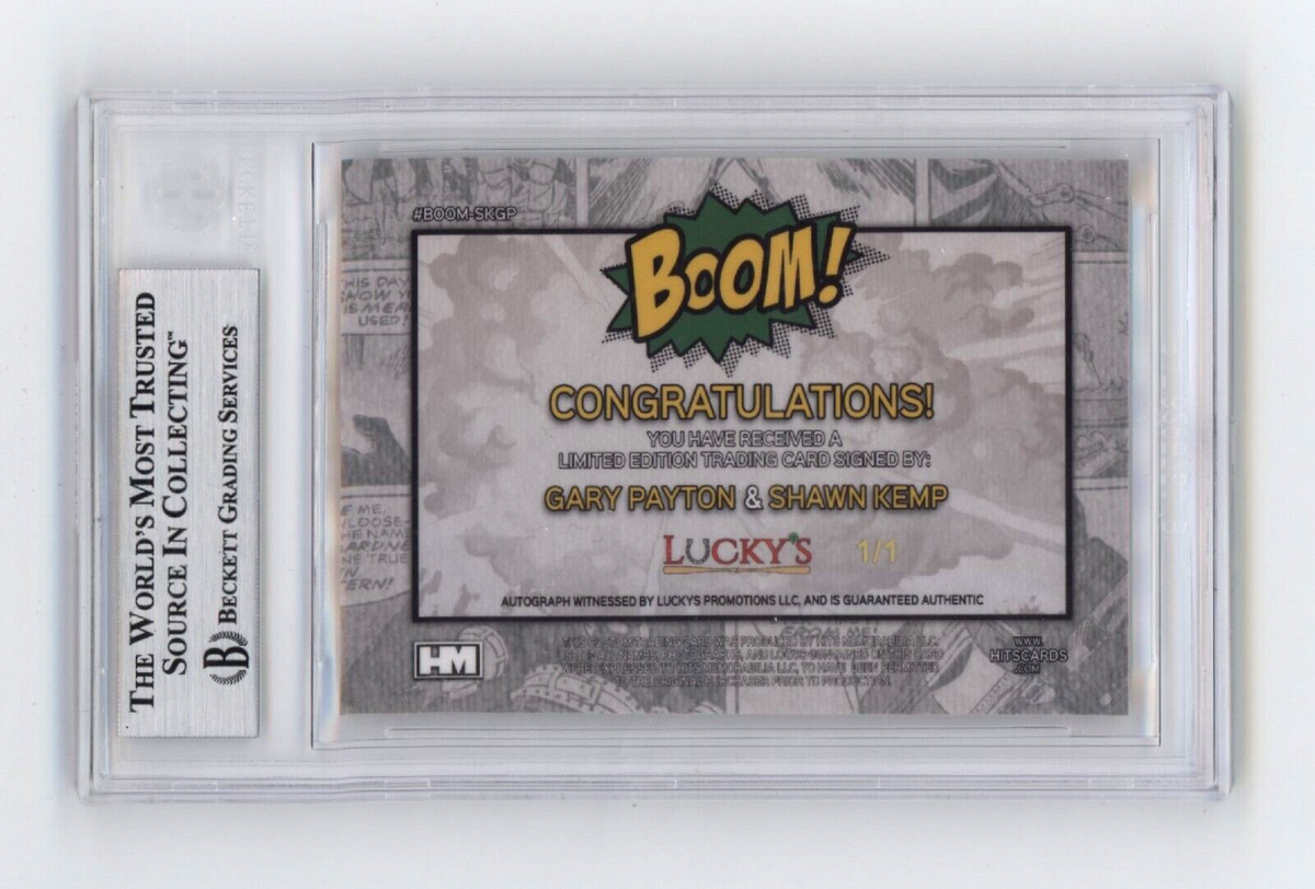 Shawn Kemp &amp; Gary Payton 2024 Hits BOOM Super #1/1 Dual Signed BGS BAS Auto