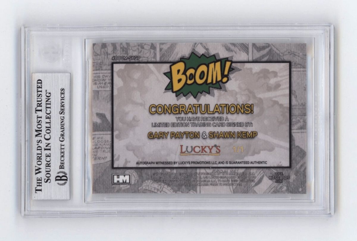 Shawn Kemp & Gary Payton 2024 Hits BOOM Super #1/1 Dual Signed BGS BAS Auto
