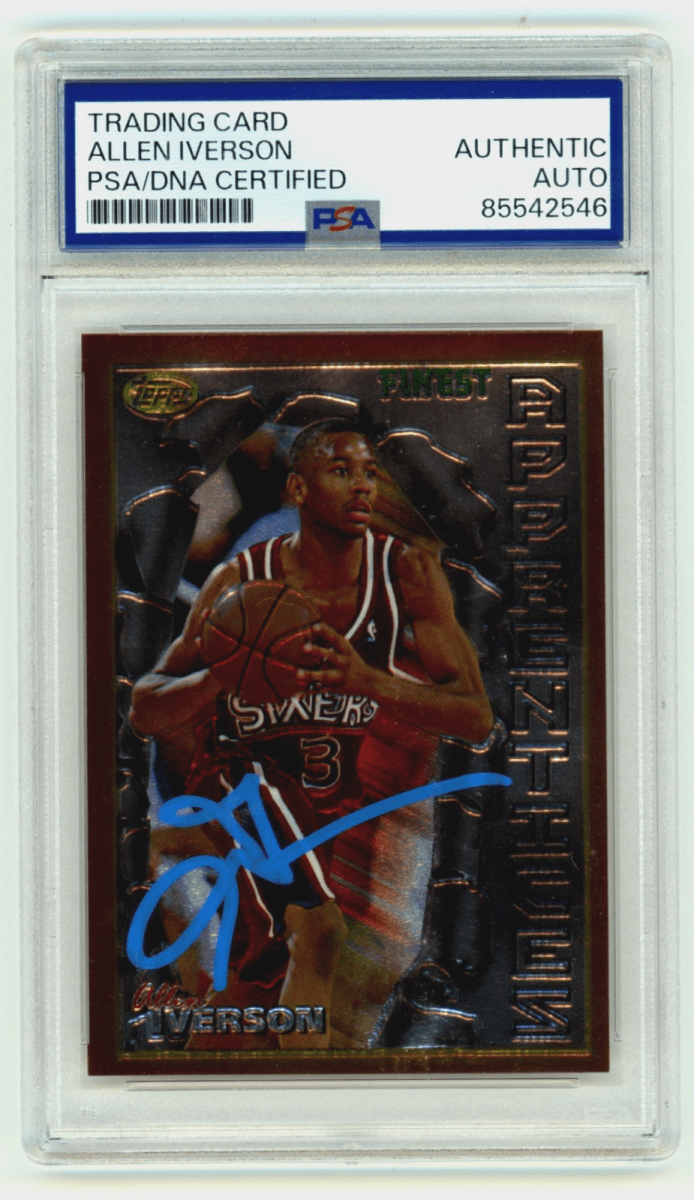 Allen Iverson 1996-97 Topps Finest #69 Signed Rookie RC PSA Authentic Auto Blue