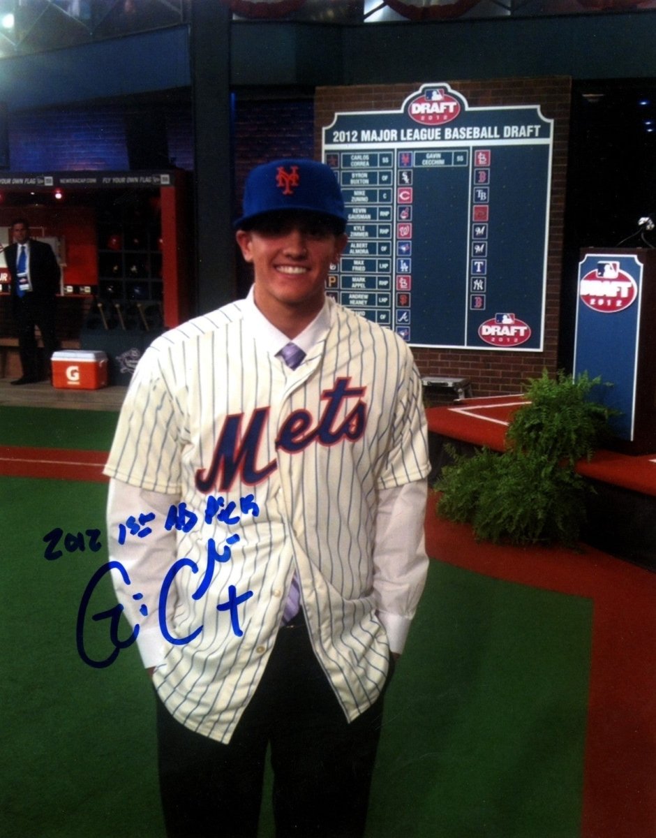 Gavin Cecchini Signed New York Mets 8x10 Photo w/ 2012 1st Rd Pick LSCM COA #1