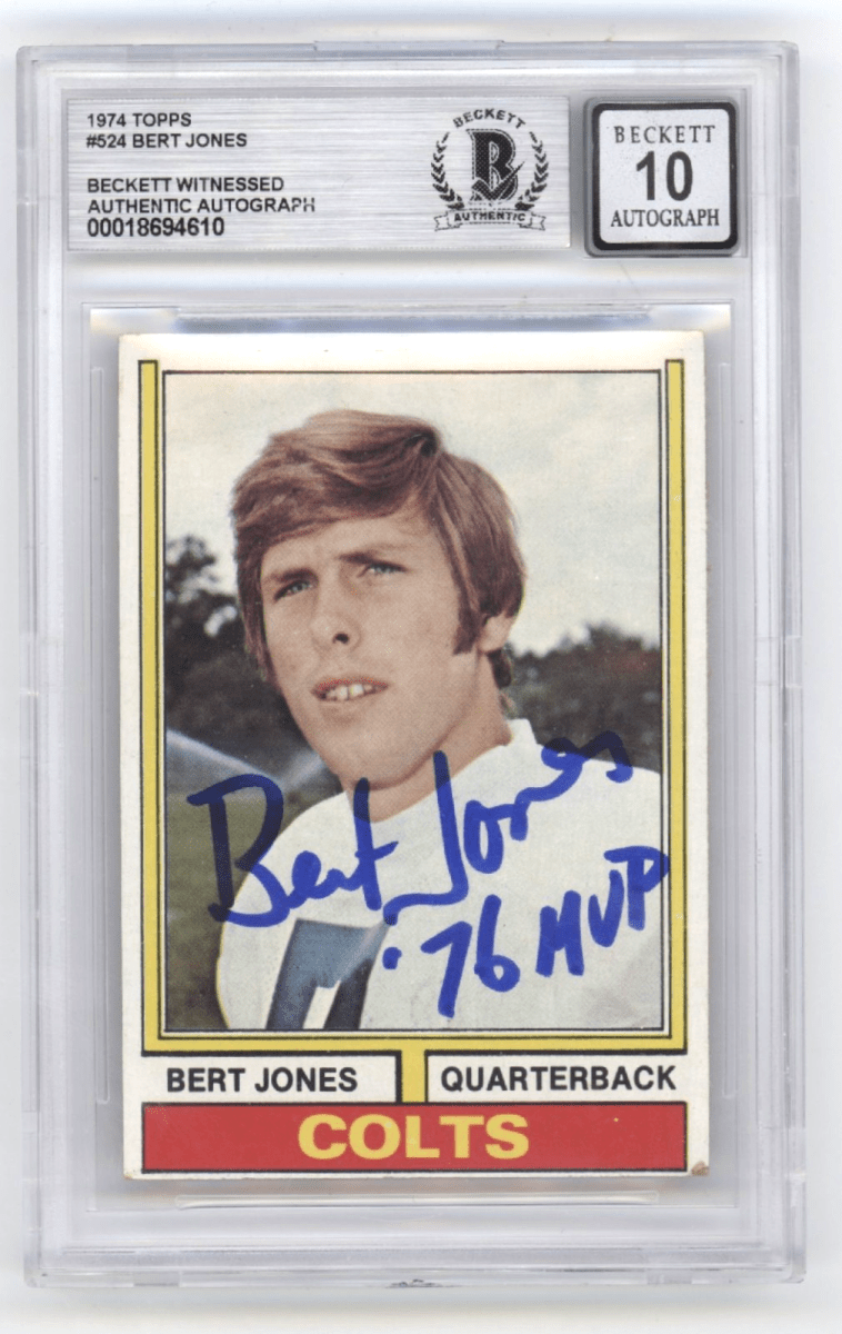 Bert Jones 1974 Topps #524 Signed Rookie RC w/ 76 MVP Beckett BGS 10 Auto Colts