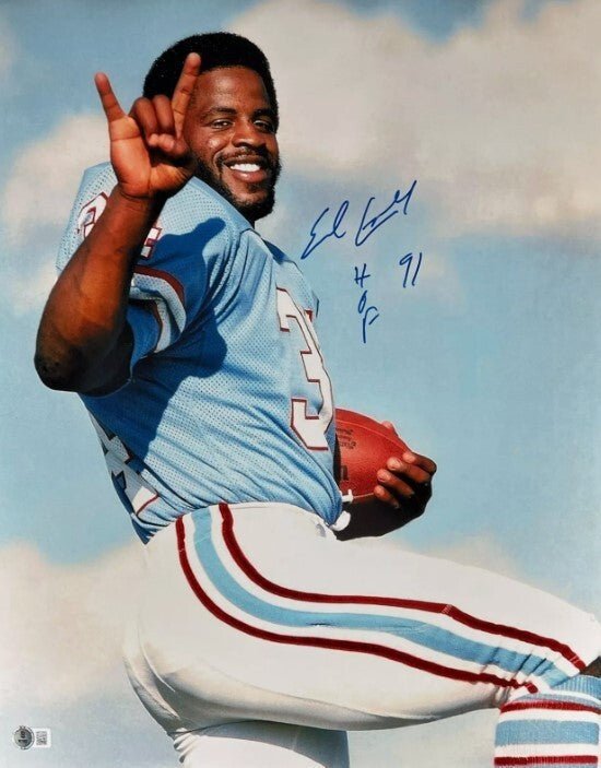 Earl Campbell Signed 16x20 Photo Oilers w/ HOF 91 Beckett Witness BAS COA