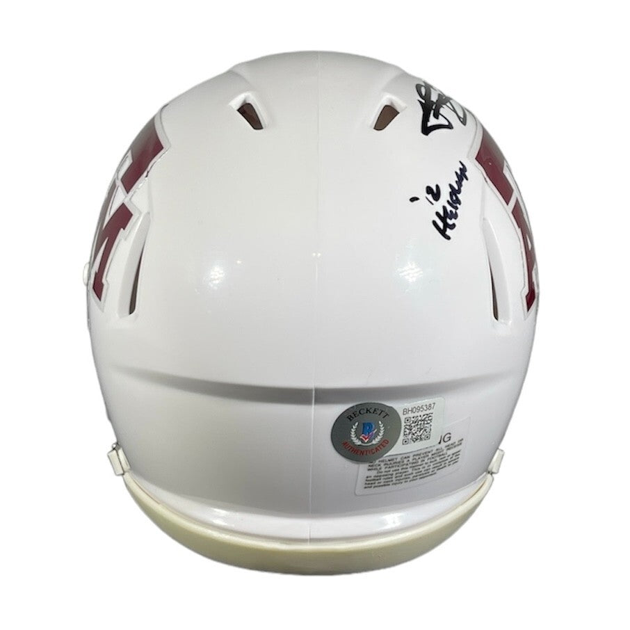 Johnny Manziel Signed Texas A&amp;M Speed Mini Helmet w/ 2 Insc Beckett Wit BAS COA