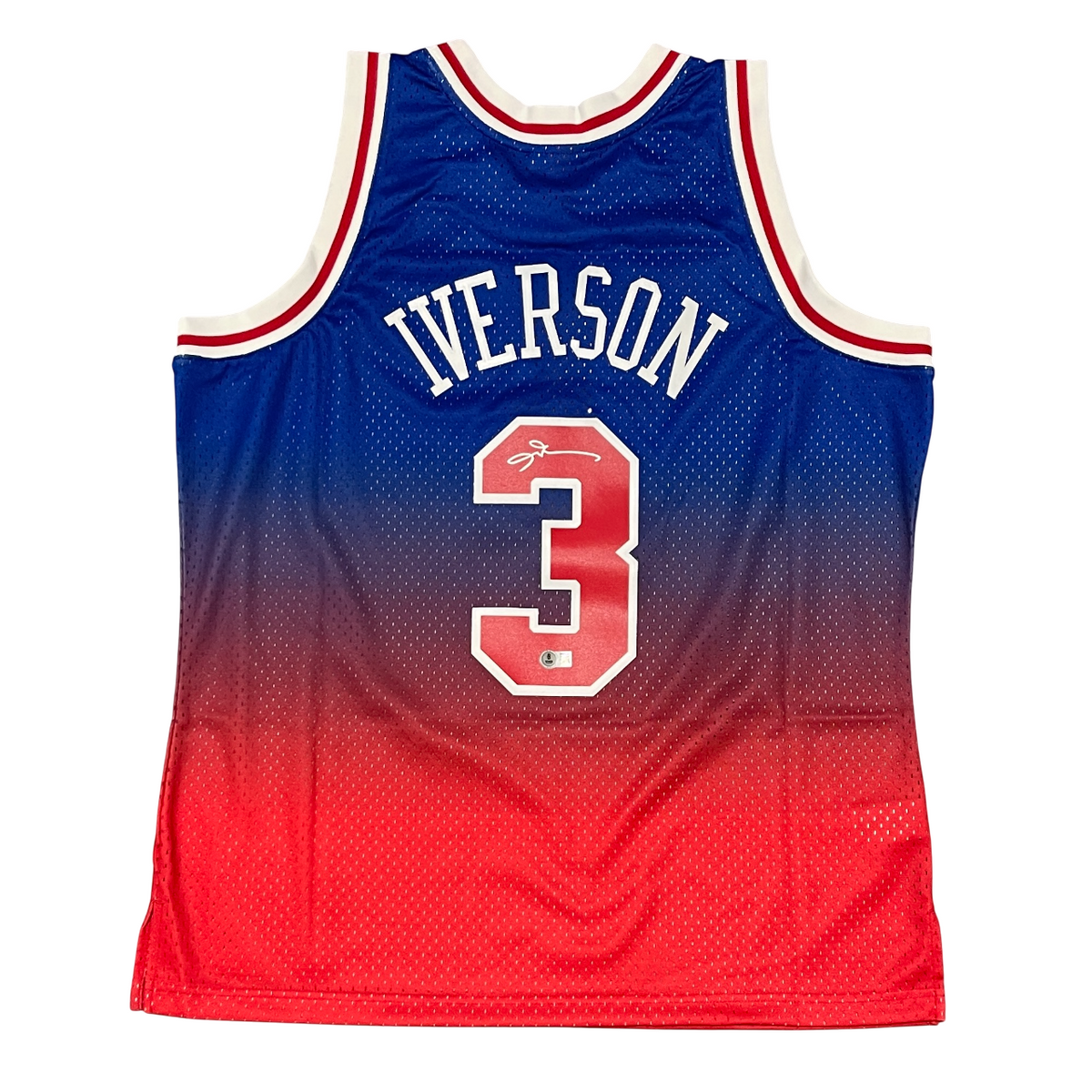 Allen Iverson Signed 76ers Mitchell &amp; Ness Fadeaway Jersey Beckett BAS COA