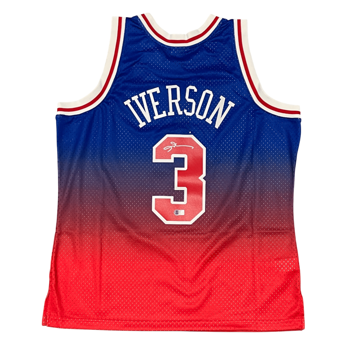 Allen Iverson Signed 76ers Mitchell & Ness Fadeaway Jersey Beckett BAS COA