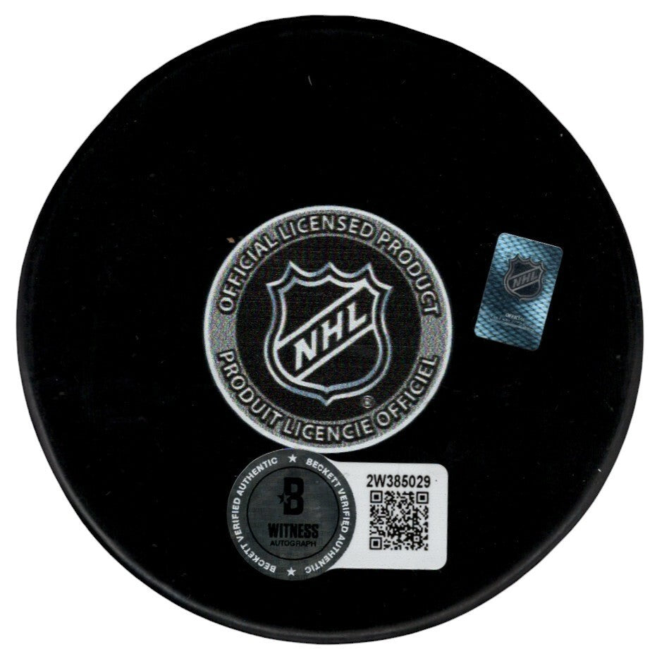 Billy Smith Signed Islanders 50th Anniversary Puck w/ HOF 93 Beckett Wit BAS COA