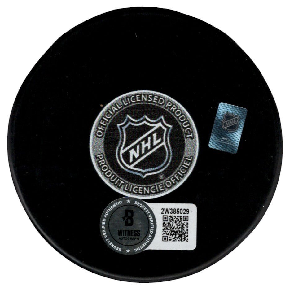 Billy Smith Signed Islanders 50th Anniversary Puck w/ HOF 93 Beckett Wit BAS COA