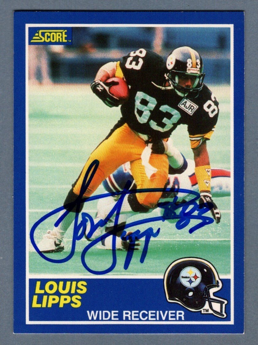 Louis Lipps Signed Autographed 1989 Score Football #83 LSCM COA Steelers