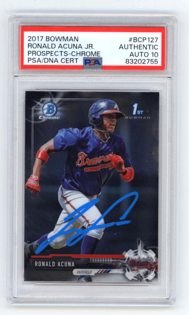 Ronald Acuna Jr 2017 Bowman Chrome #BCP-127 1st Rookie Signed 10 Auto PSA DNA