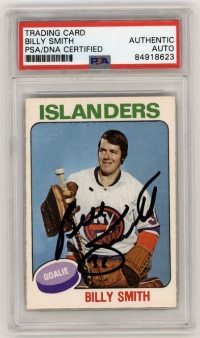 Billy Smith 1975-76 O-Pee-Chee OPC #372 Signed PSA Authentic Auto Islanders HOF