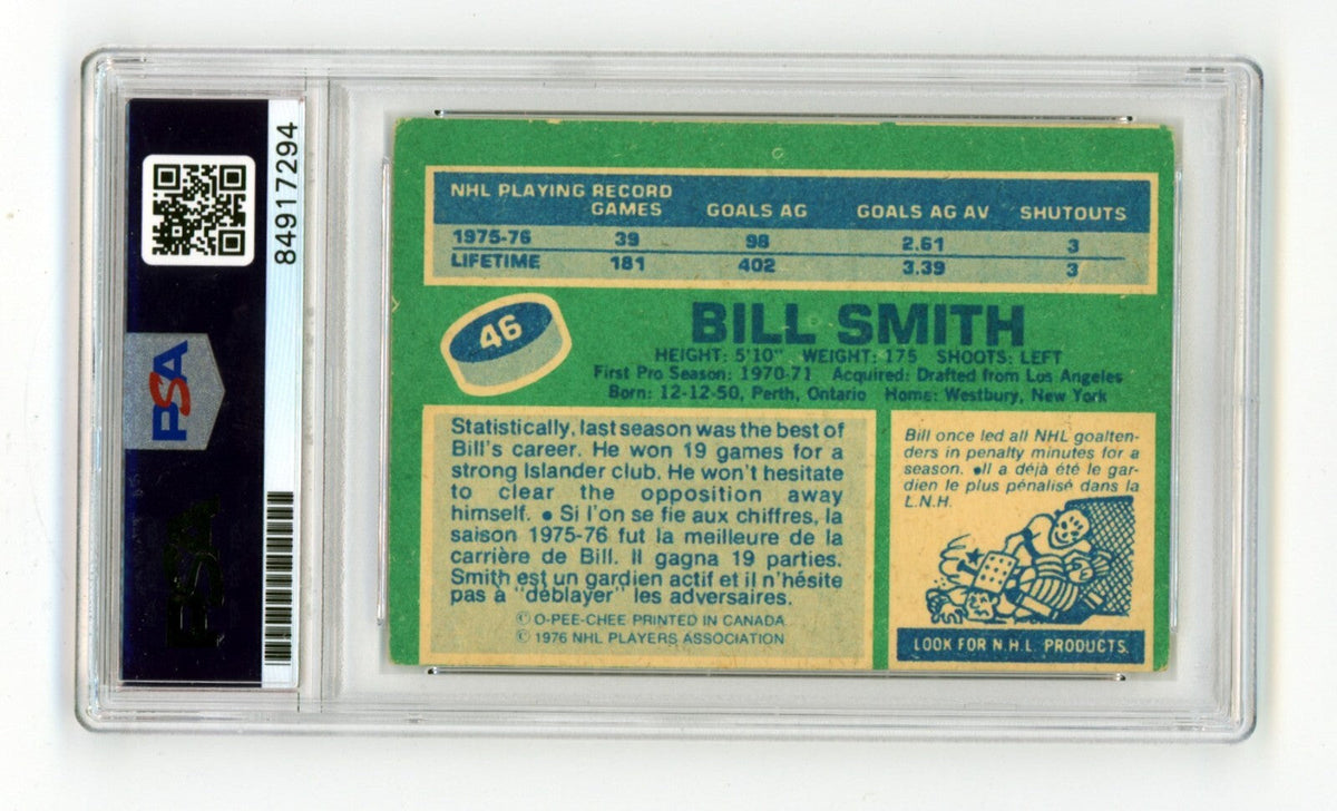 Billy Smith 1976-77 O-Pee-Chee OPC #46 Signed PSA Authentic Blue Auto NYI HOF