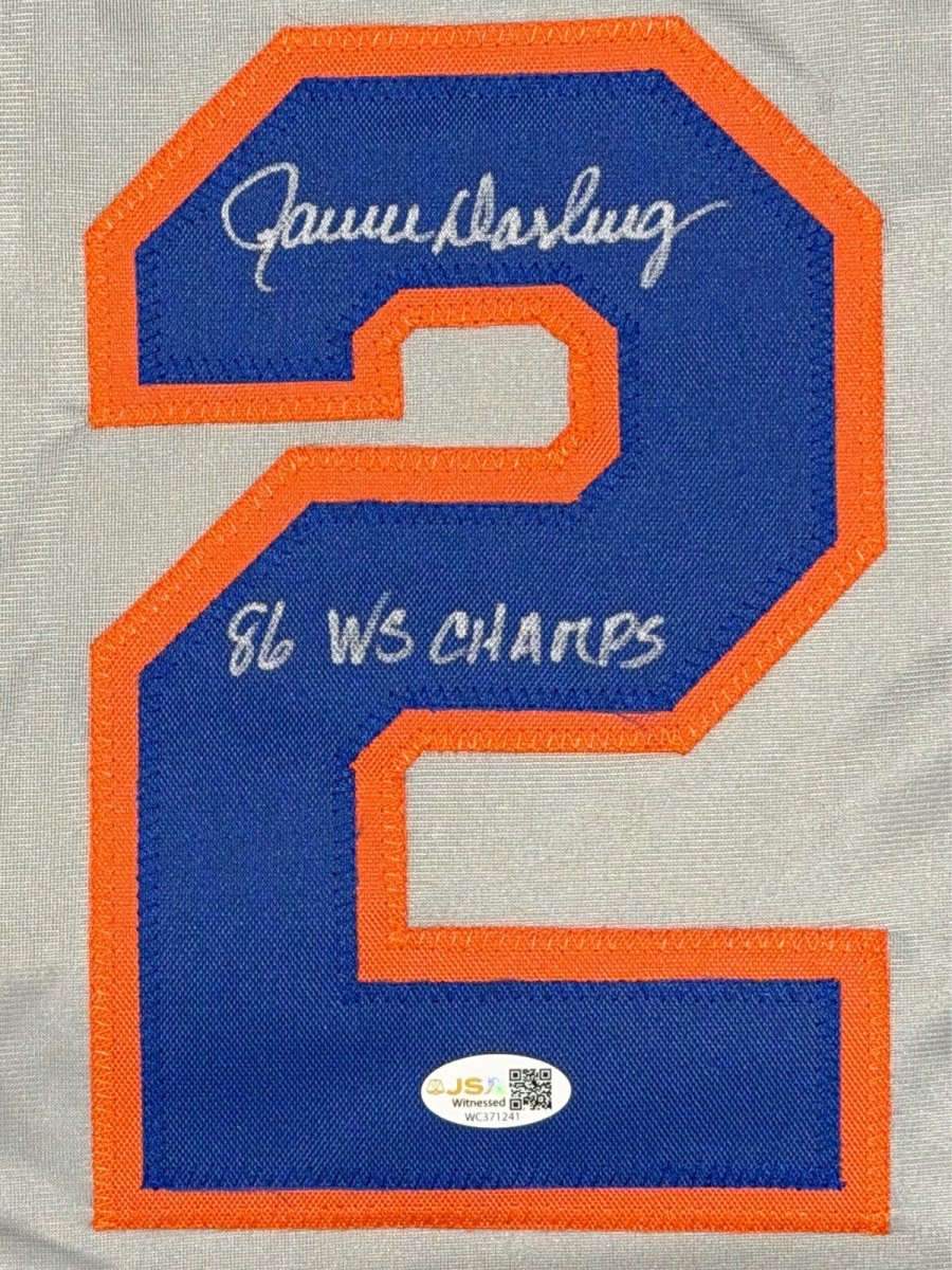 Ron Darling Signed New York Mets Custom Jersey w/ 86 WS Champs JSA Witness COA