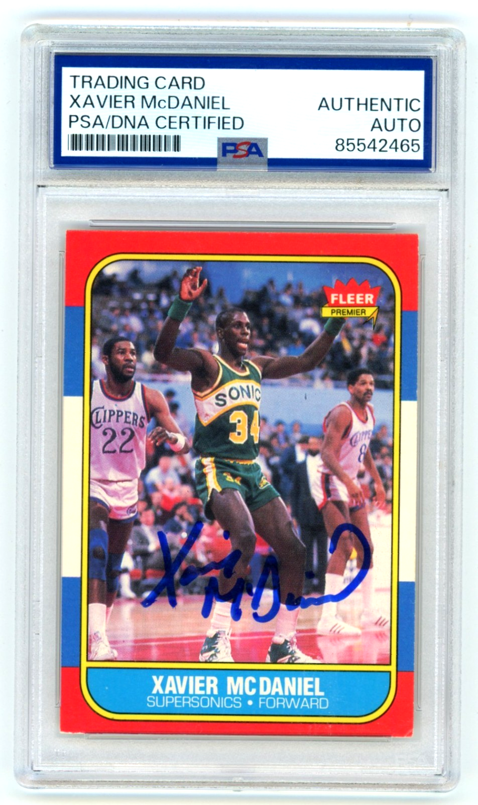 Xavier McDaniel 1986-87 Fleer Basketball 72 Signed Rookie RC PSA Authentic Auto