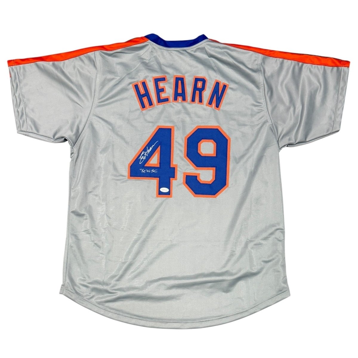 Ed Hearn Signed New York Mets Custom Jersey w/ 86 WSC JSA Witness COA