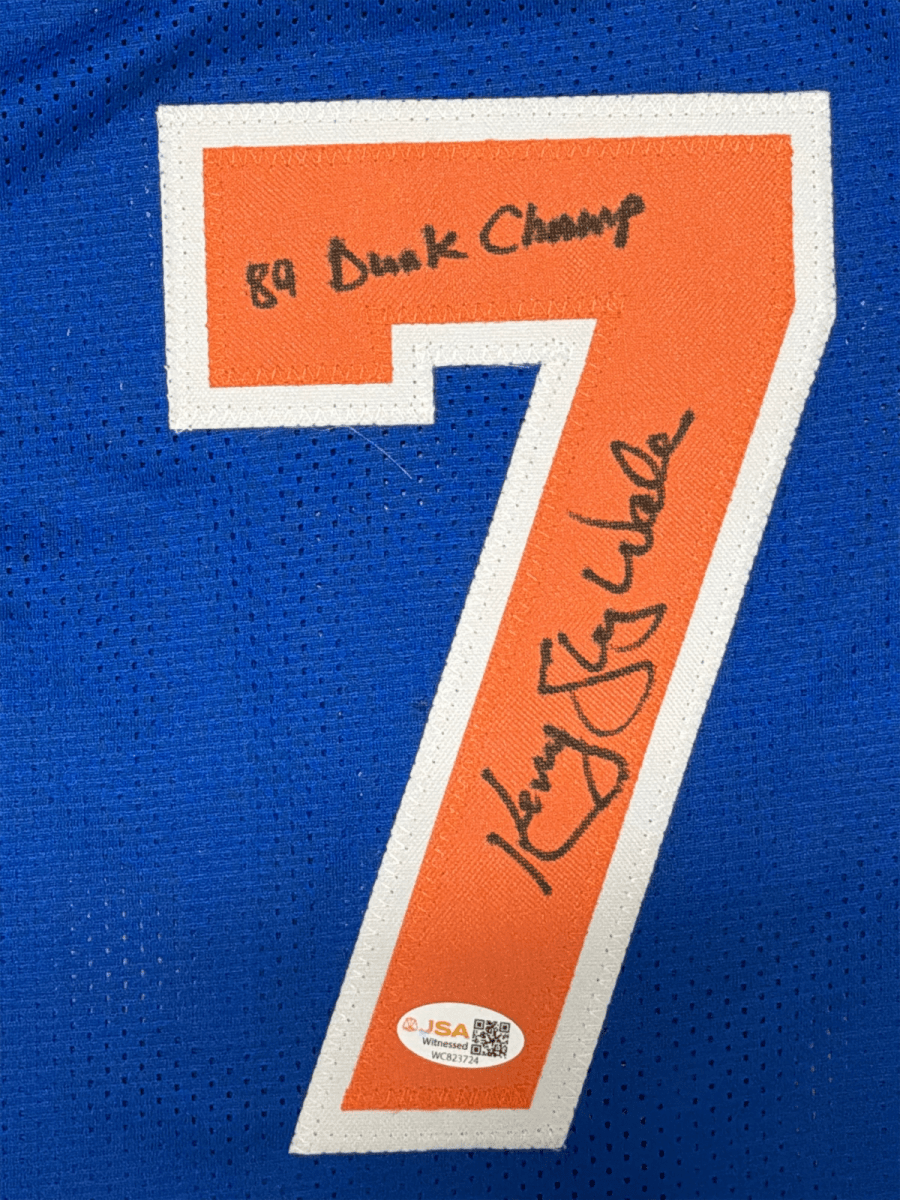 Kenny Sky Walker Signed New York Knicks Custom Jersey w/ 89 Dunk Champ JSA W COA