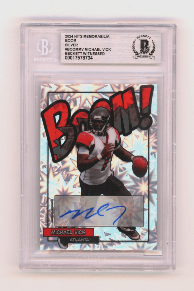 Michael Vick 2024 Hits Memorabilia BOOM Silver Signed BGS BAS Auto Atlanta