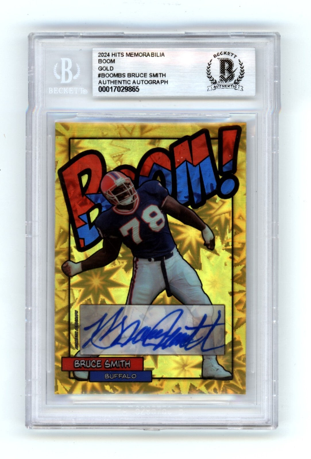 Bruce Smith 2024 Hits Memorabilia BOOM Gold #/5 Signed BGS BAS Auto Bills