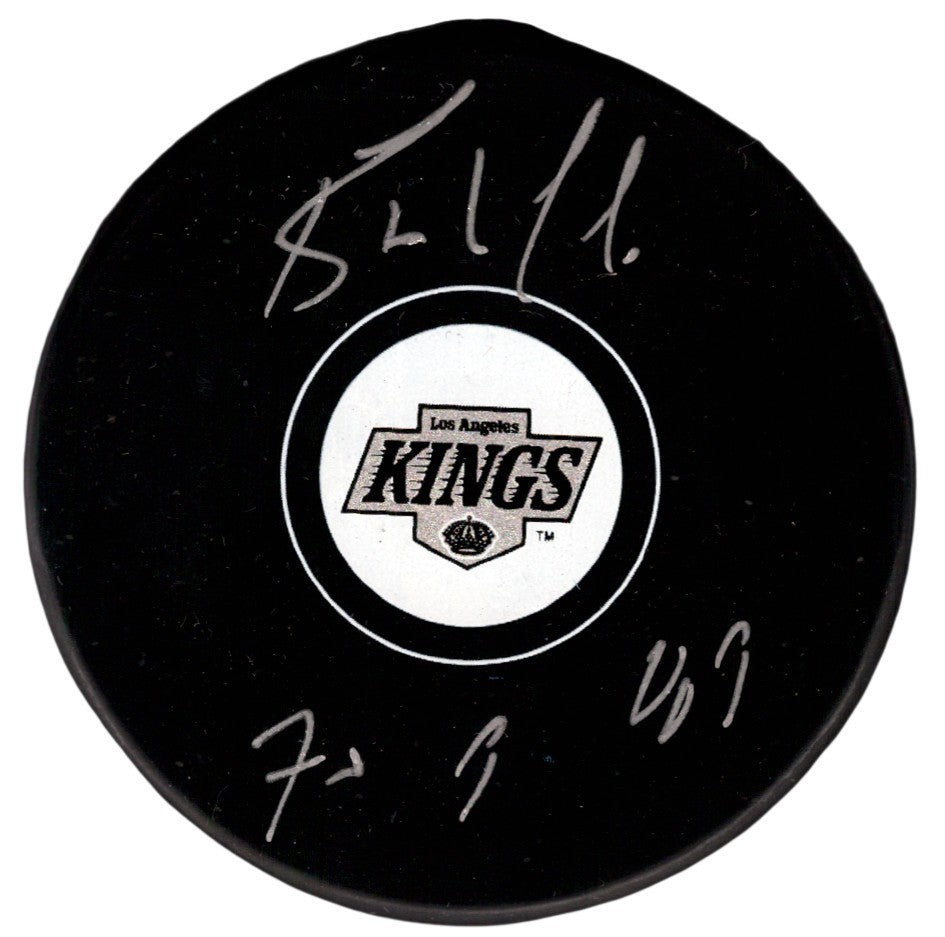 Bernie Nicholls Signed Los Angeles Kings Logo Puck w 70 Goals 89 JSA Witness COA