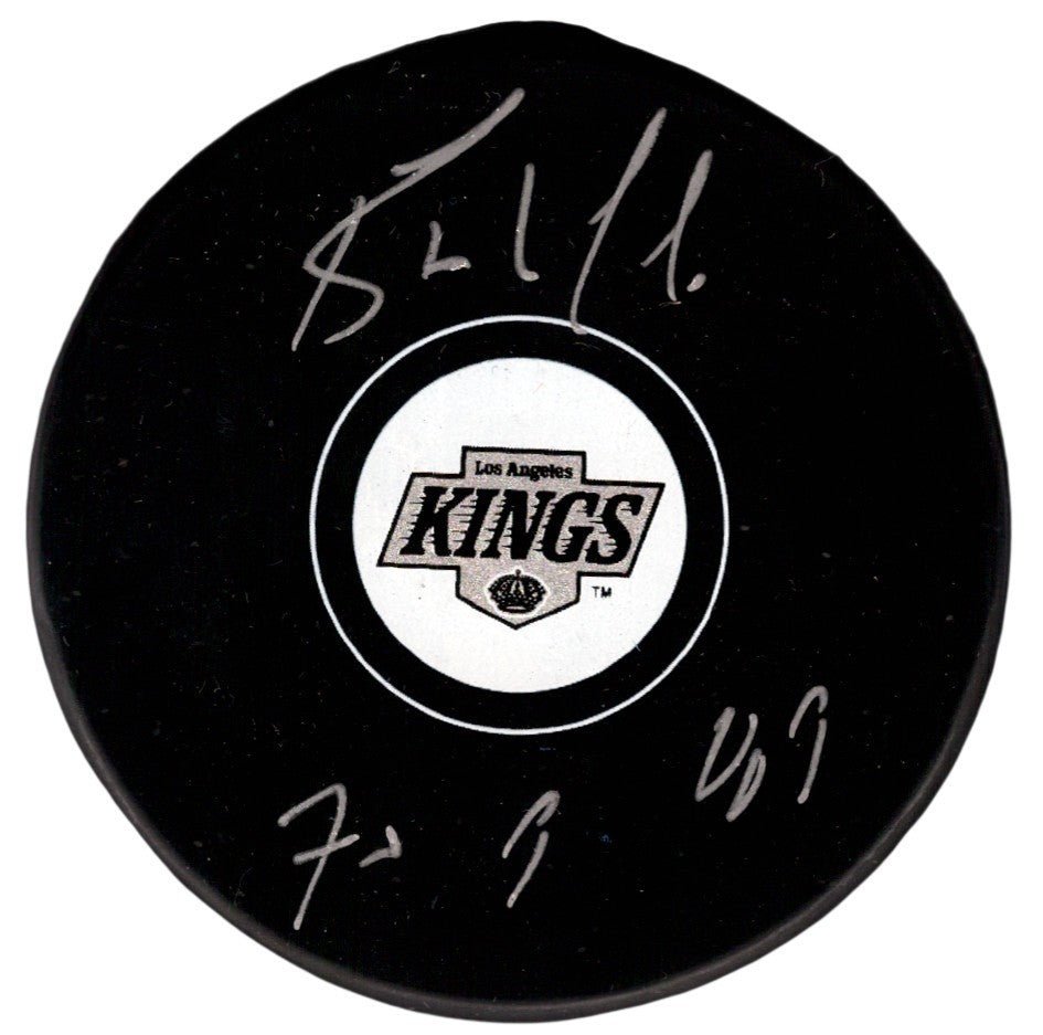 Bernie Nicholls Signed Los Angeles Kings Logo Puck w 70 Goals 89 JSA Witness COA