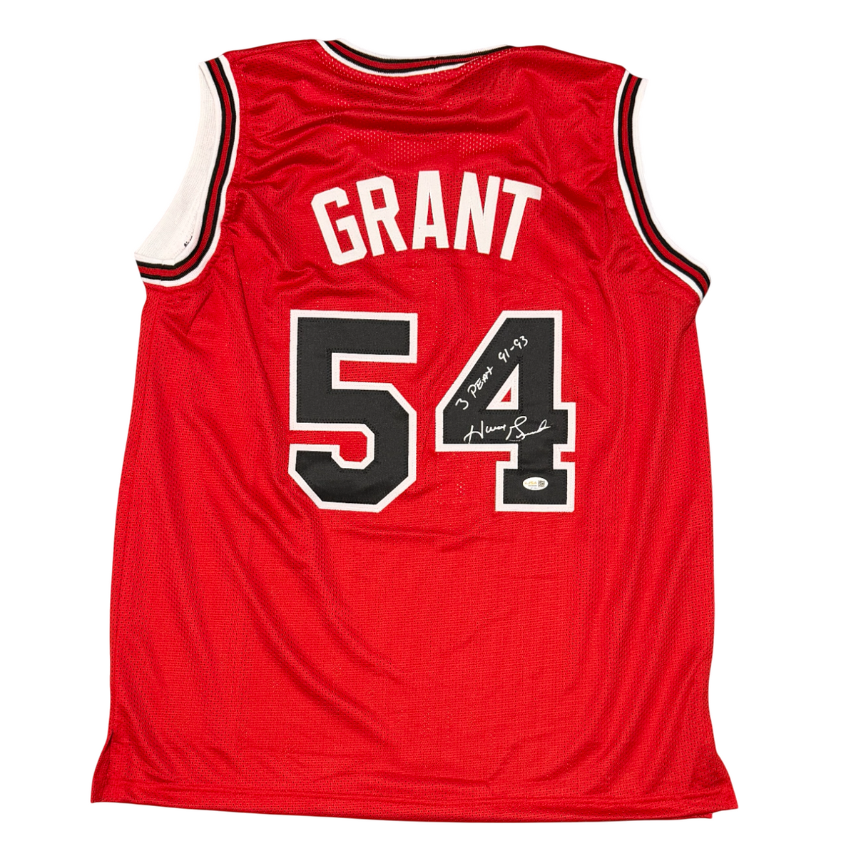 Horace Grant Signed Chicago Bulls Custom Jersey w/ 3 Peat 91-93 JSA Witness COA
