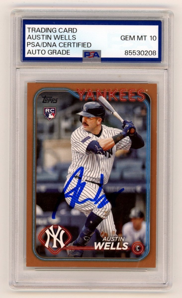 Austin Wells 2024 Topps Series 2 #624 Gold Parallel Signed RC /2024 PSA 10 Auto