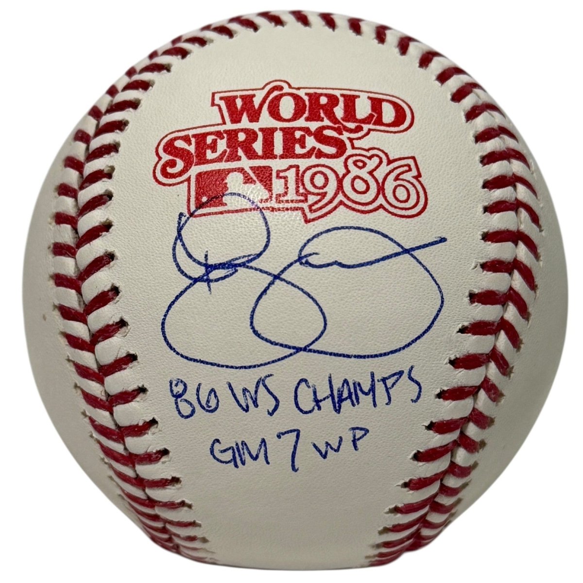 Roger McDowell Signed 1986 World Series Baseball w/ WS Champs GM 7 WP JSA W COA