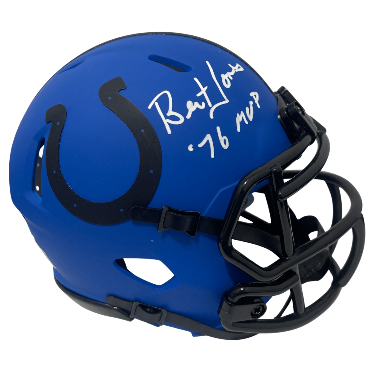 Bert Jones Signed Colts Rave Mini Helmet w/ 76 MVP Beckett Witness BAS COA
