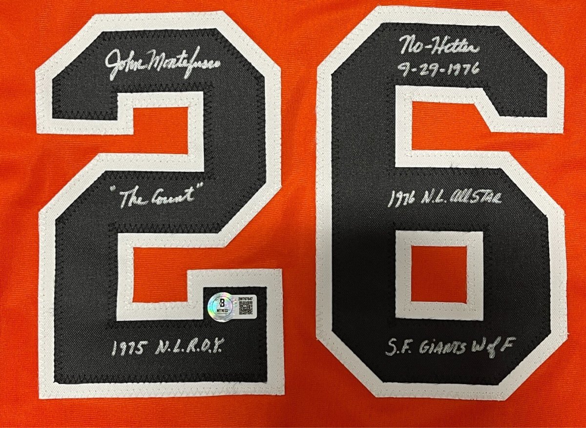 John Montefusco Signed San Francisco Custom Jersey w/ 5 Insc Beckett W BAS COA