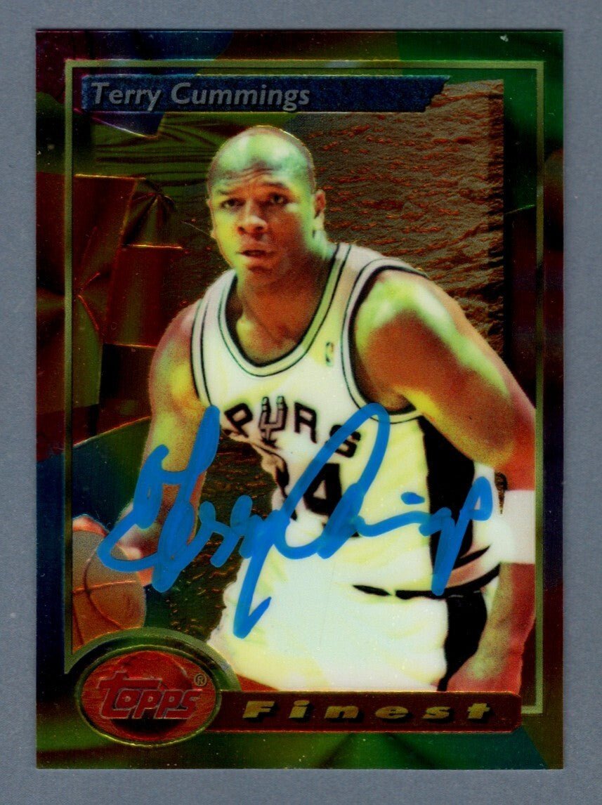Terry Cummings Signed 1994-95 Topps Finest Basketball Refractor 45 LSCM COA