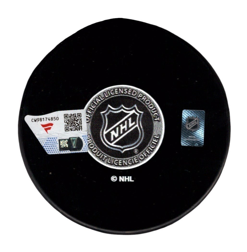 Jack Hughes Signed Autographed New Jersey Devils Logo Puck Fanatics COA