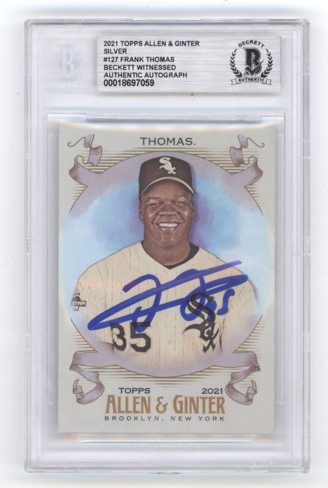 Frank Thomas 2021 Topps Allen Ginter Silver Signed Beckett BAS Auto White Sox