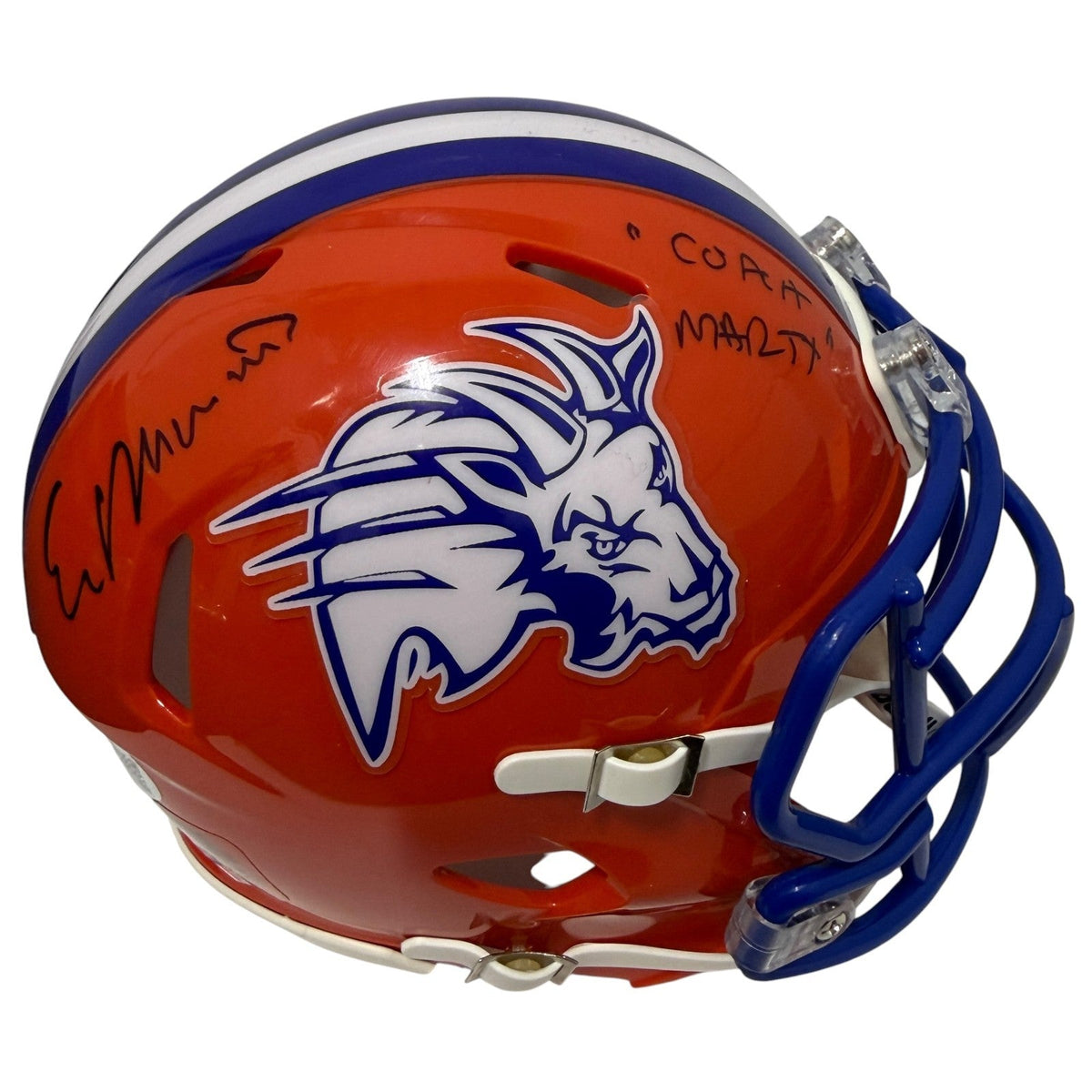 Ed Marinaro Signed Blue Mountain State BMS Mini Helmet w/ Coach Marty JSA W. COA