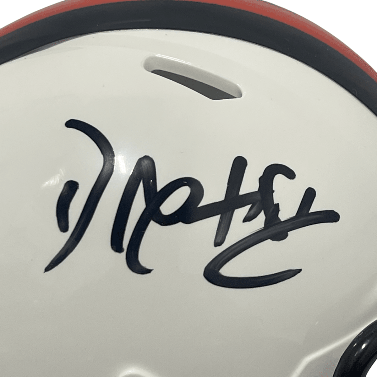 David Njoku Signed Browns Alt White Mini Helmet Beckett Witness BAS COA