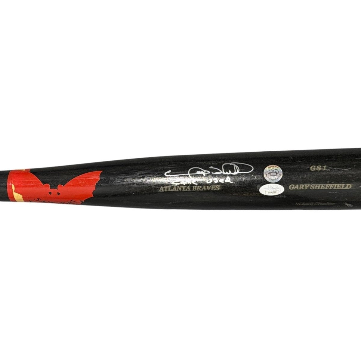 Gary Sheffield Signed Game Used Sam Bat Black Bat JSA COA Braves B