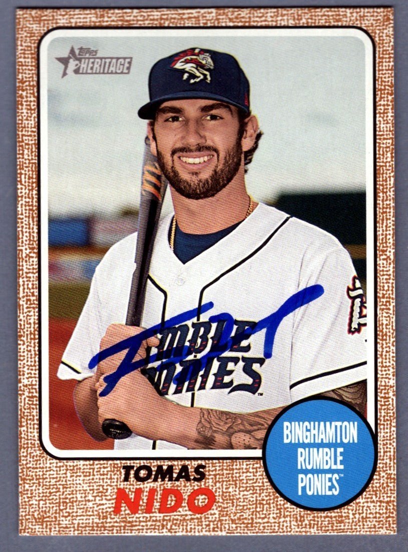 Tomas Nido Signed 2017 Topps Heritage Minors THM #132 Rookie RC New York Mets