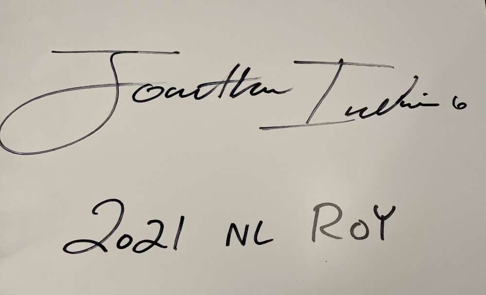 Jonathan India Signed Auto 16x20 Photo Spotlight Standing PSA COA 2022 NL ROY