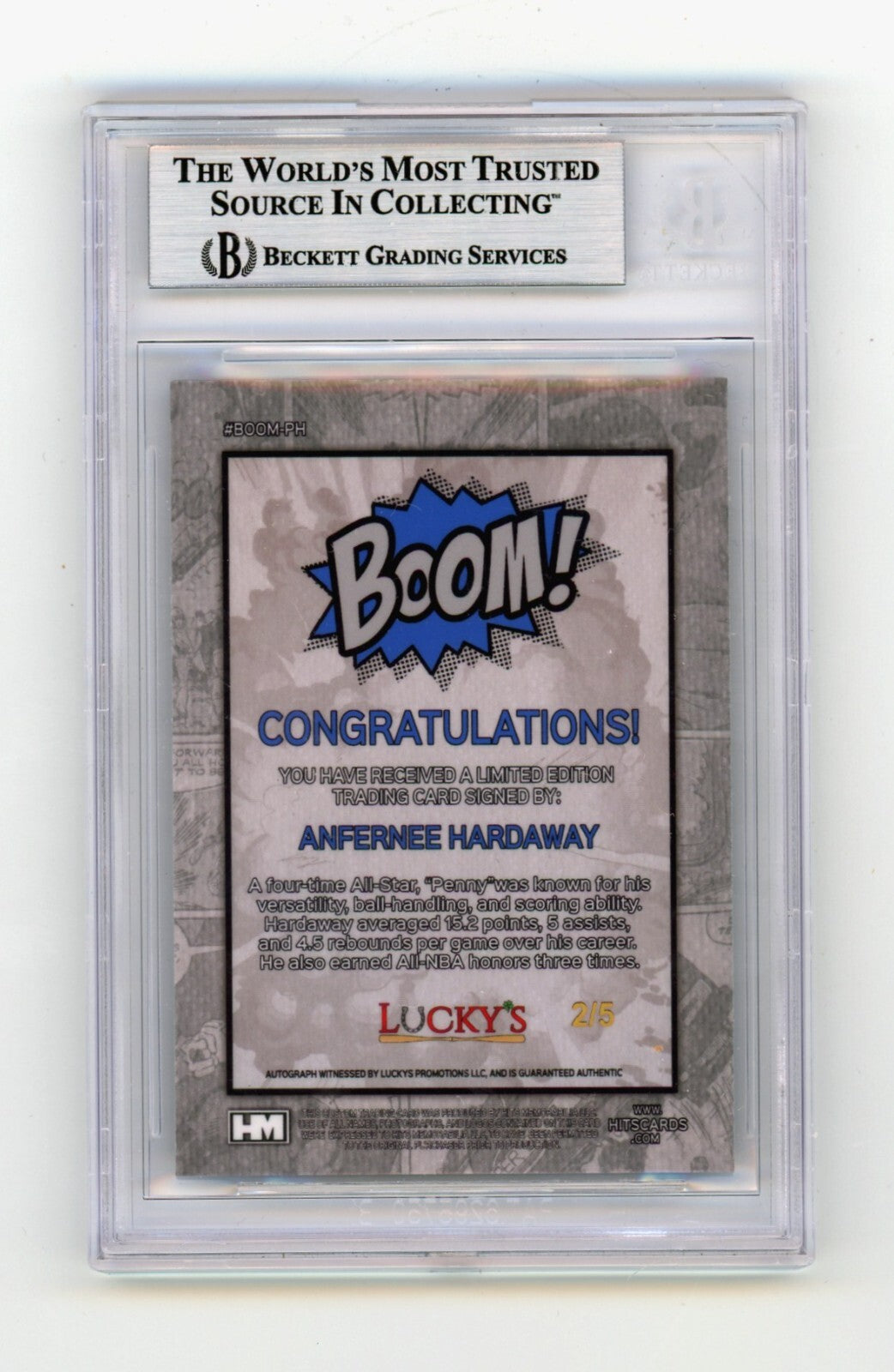 Anfernee Hardaway 2024 Hits Memorabilia BOOM Blue /5 Signed BGS BAS Auto Orlando