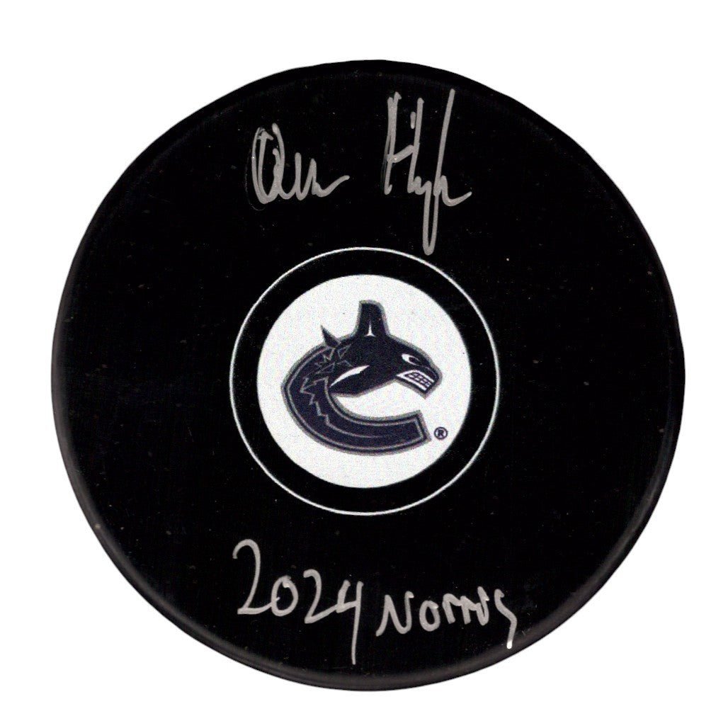 Quinn Hughes Signed Vancouver Canucks Logo Puck w/ 2024 Norris Insc Fanatics COA