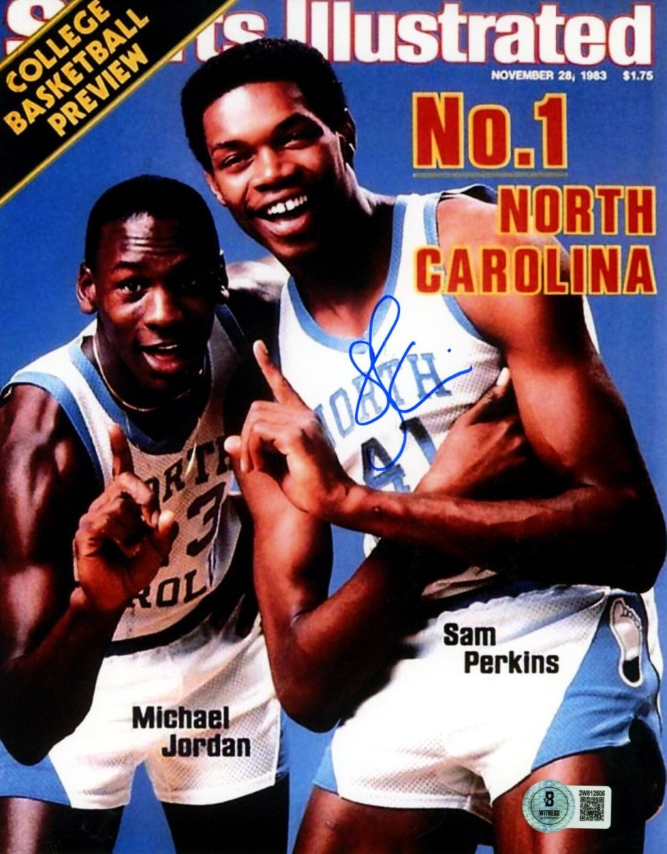 Sam Perkins Signed UNC 8x10 Sports Illustrated Photo Beckett Witness BAS COA