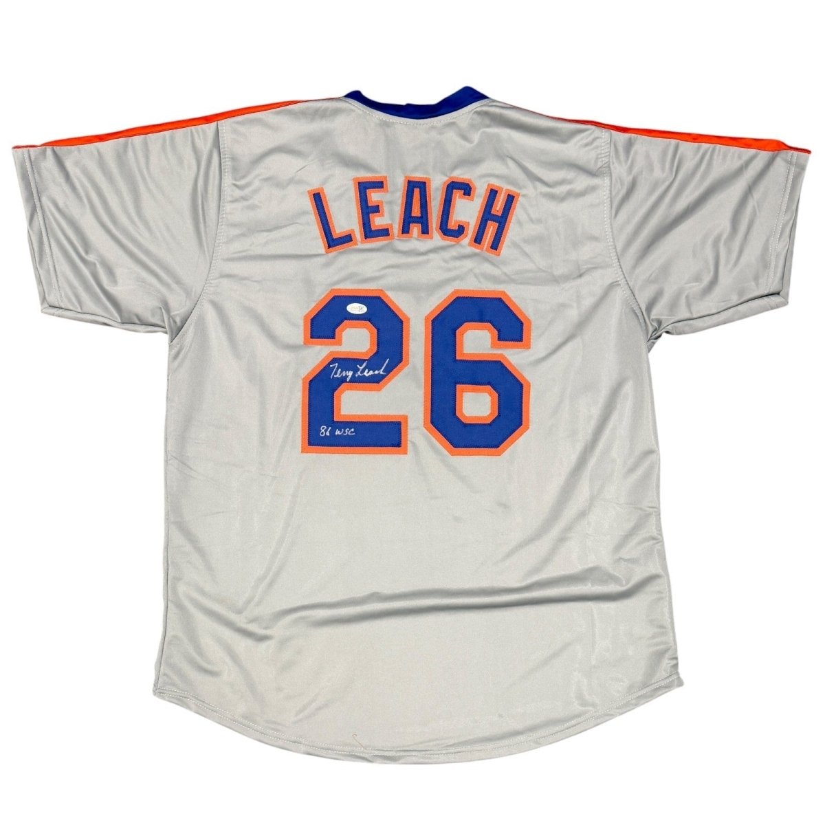 Terry Leach Signed New York Mets Custom Jersey w/ 86 WSC JSA Witness COA