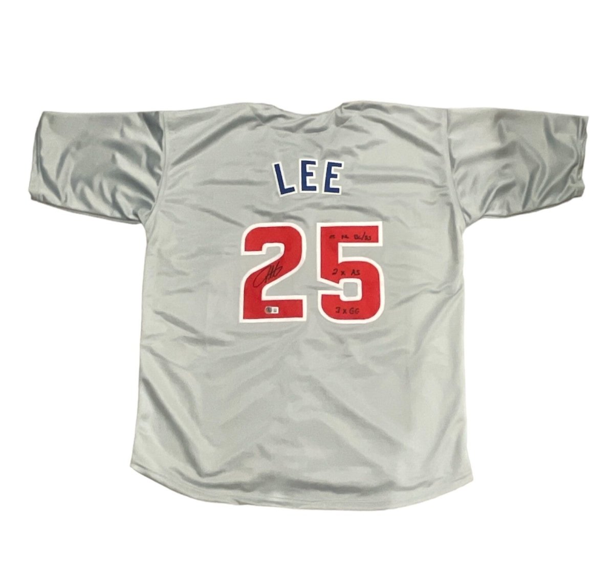 Derrek Lee Signed Chicago Cubs Custom Jersey w/ 3 Insc Beckett Witness BAS COA