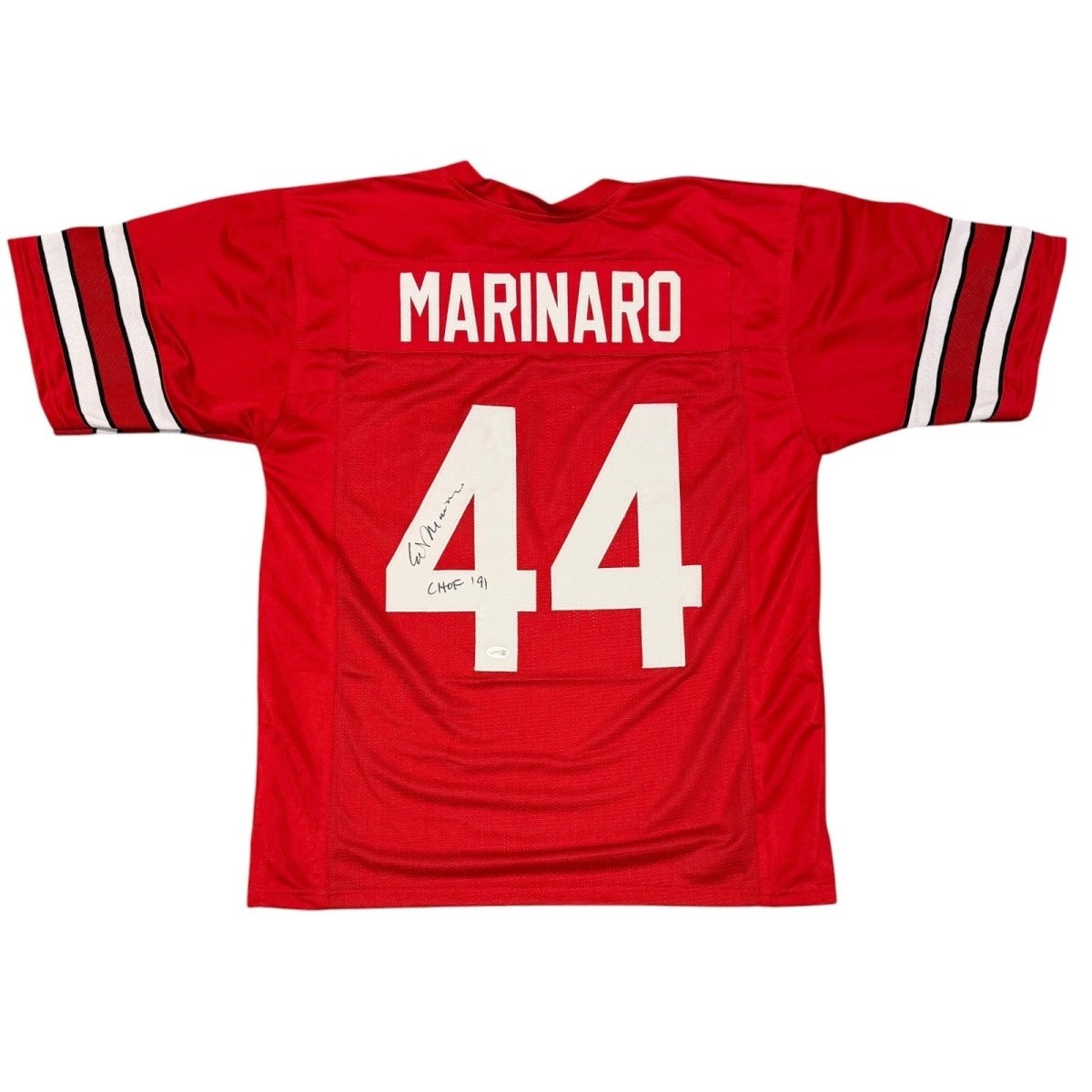 Ed Marinaro Signed Cornell Big Red Custom Jersey w/ CHOF 91 JSA Witness COA