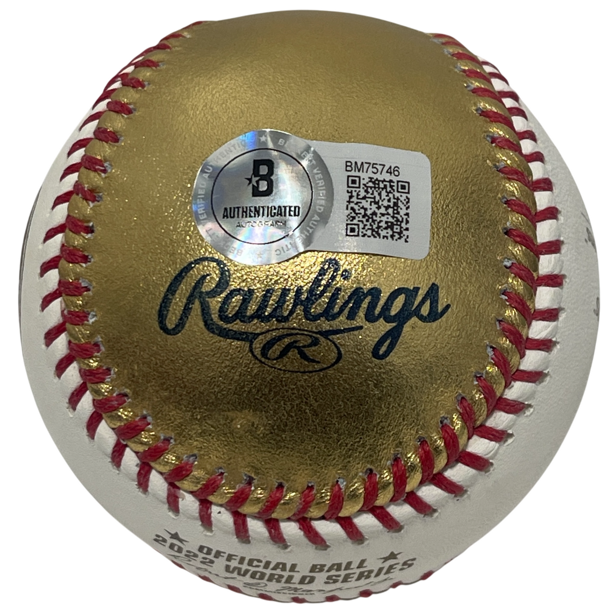 Trey Mancini Signed Auto Gold LE 2022 World Series Baseball Beckett BAS COA C
