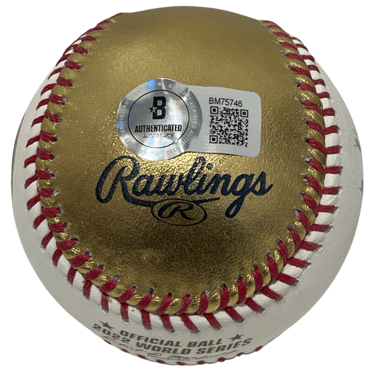 Trey Mancini Signed Auto Gold LE 2022 World Series Baseball Beckett BAS COA C