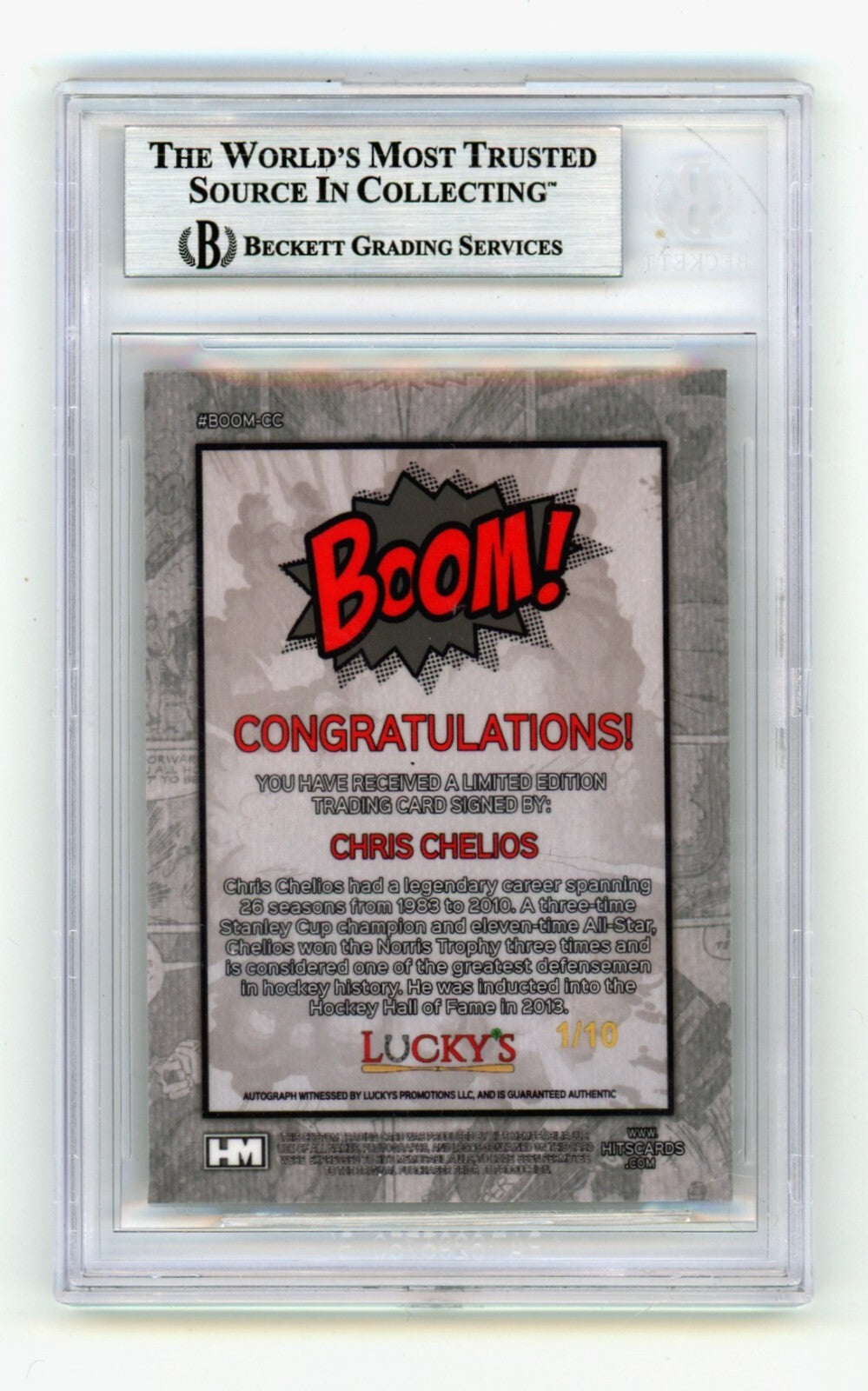 Chris Chelios 2024 Hits Memorabilia BOOM Gold /10 Signed BGS BAS Auto Detroit