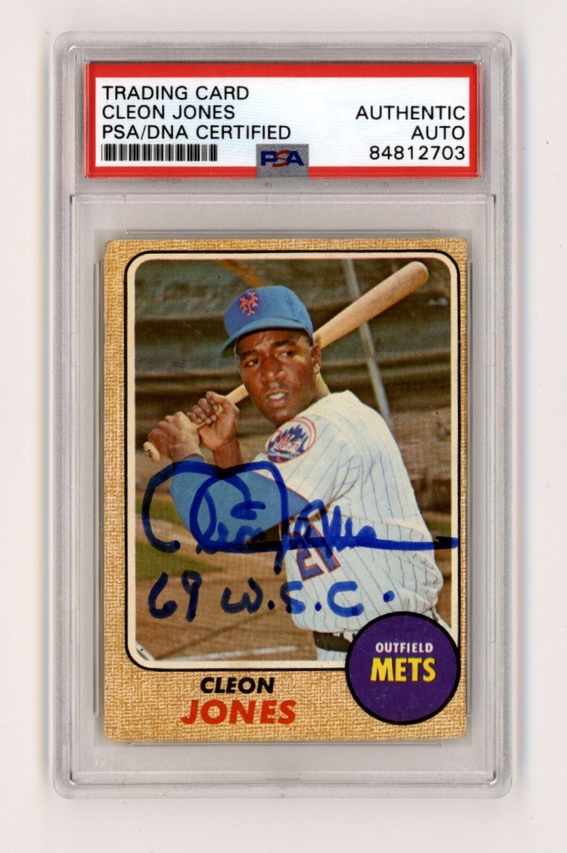 Cleon Jones 1968 Topps #254 69 WSC Inscribed Signed PSA DNA Authentic Auto Mets