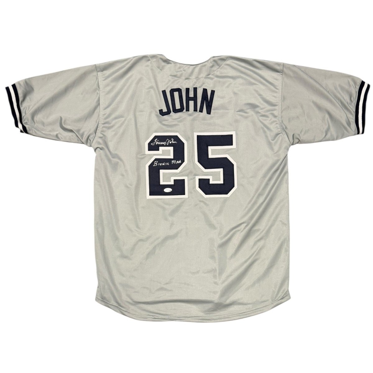 Tommy John Signed New York Yankees Custom Jersey w/ Bionic Man Insc. JSA Wit COA
