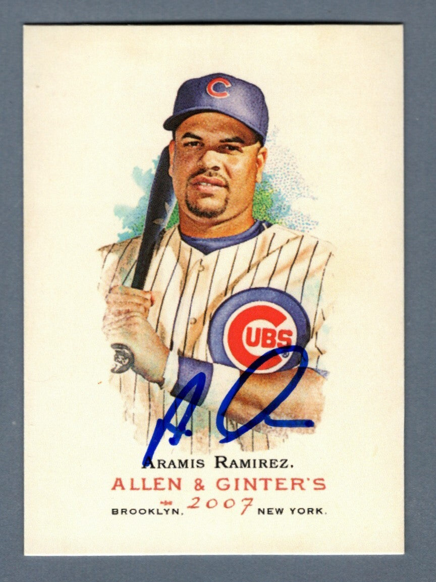 Aramis Ramirez Signed 2007 Topps Allen &amp; Ginter #121 LSCM COA Chicago Cubs